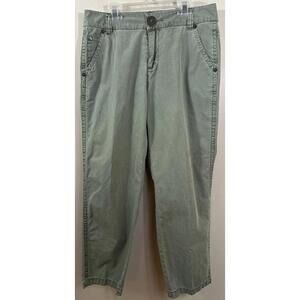 Khakis & Co Military Green Size 6 Pedal Pusher Pants Button detail 100% Cotton
